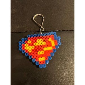 Handmade perler bead Superman keychain